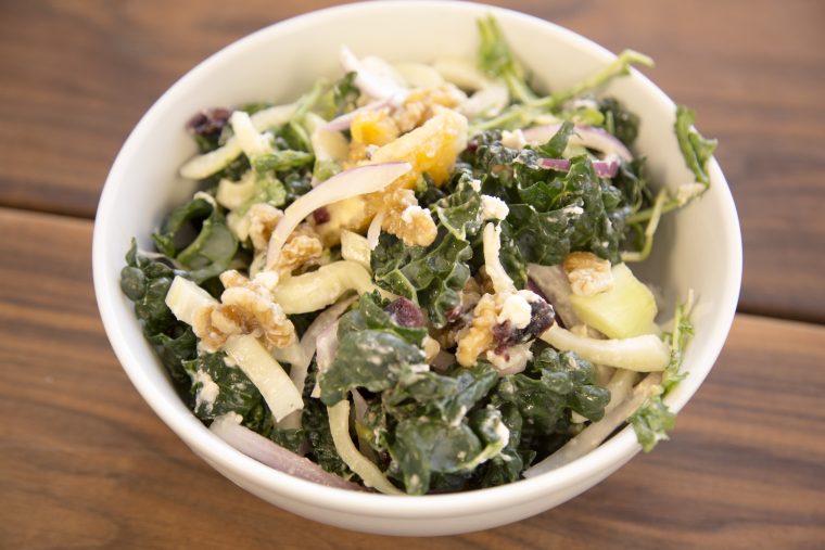Festive Holiday Kale Salad Recipe (with Cranberry Dressing)